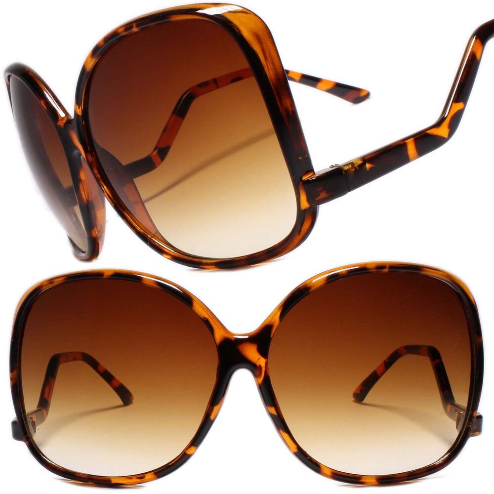 Oversized XL Square Swan Drop Temple Vintage Retro Butterfly Tortoise Sunglasses